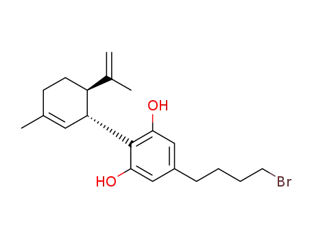 Molecular Structure of 1260669-38-2 (5-(4-bromobutyl)-2-[(1R,6R)-3-methyl-6-(1-methylethenyl)-2-cyclohexen-1-yl]-1,3-benzenediol)