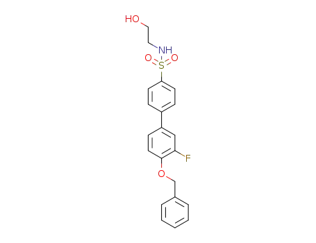 Molecular Structure of 1380072-16-1 (4'-(benzyloxy)-3'-fluoro-N-(2-hydroxyethyl)-[1,1'-biphenyl]-4-sulfonamide)