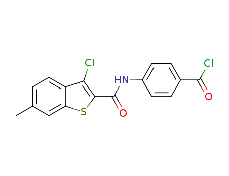 Molecular Structure of 1381771-30-7 (N-(4-chlorocarbonylphenyl)-6-methyl-3-chlorobenzo[b]thiophene-2-carboxamide)