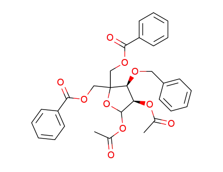 1,2-di-O-acetyl-5-O-benzoyl-4-C-benzoyloxymethyl-3-O-benzyl-D-erythro-pentofuranose