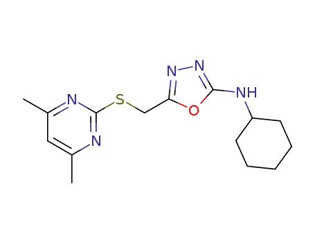 2-cyclohexylamino-5-[(4,6-dimethylpyrimidin-2-ylthio)methyl]-1,3,4-oxadiazole
