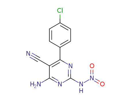 Molecular Structure of 1374981-15-3 (4-amino-6-(4-chlorophenyl)-2-nitroaminopyrimidine-5-carbonitrile)
