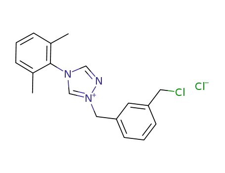 Molecular Structure of 1429043-31-1 (1-[1-(3-chloromethyl)phenyl(methyl)]-4-[2,6-dimethylphenyl]-1,2,4-4H-triazol-1-ium chloride)