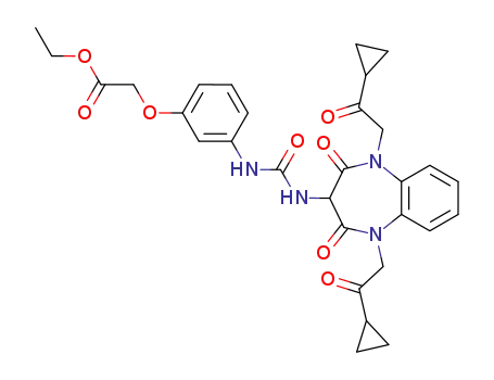 1,5-Bis-(cyclopropylcarbonylmethyl)-3-(N'-(m-(carboethoxymethoxy)phenyl)ureido)-1H-1,5-benzodiazepine-2,4(3H,5H)-dione