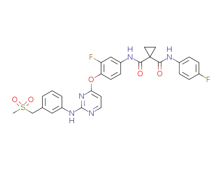 Molecular Structure of 1584219-81-7 (N-(3-fluoro-4-((2-((3-((methylsulfonyl)methyl)phenyl)amino)pyrimidin-4-yl)oxy)phenyl)-N'-(4-fluorophenyl)cyclopropane-1,1-dicarboxamide)