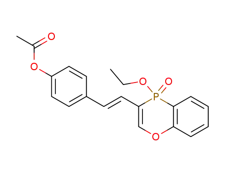Molecular Structure of 1473394-82-9 ((E)-3-[2-(4-acetoxyphenyl)ethenyl]-4-ethoxy-4H-1,4-benzoxaphosphorin-4-oxide)