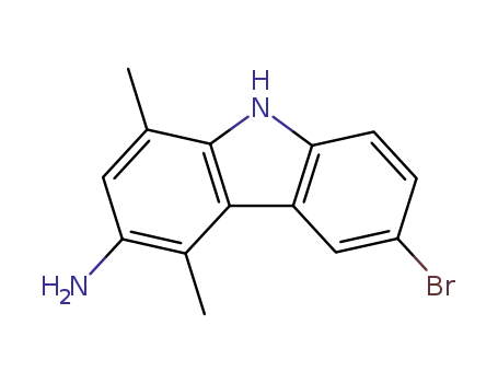 Molecular Structure of 118484-85-8 (9H-Carbazol-3-amine, 6-bromo-1,4-dimethyl-)