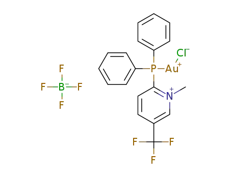 Molecular Structure of 1622457-03-7 (C<sub>19</sub>H<sub>16</sub>AuClF<sub>3</sub>NP<sup>(1+)</sup>*BF<sub>4</sub><sup>(1-)</sup>)