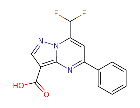 Molecular Structure of 438220-85-0 (7-DIFLUOROMETHYL-5-PHENYL-PYRAZOLO[1,5-A]PYRIMIDINE-3-CARBOXYLIC ACID)