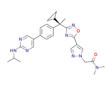 2-[4-(3-{(R)-1-cyclopropyl-1-[4-(2-isopropylamino-pyrimidin-5-yl)-phenyl]-ethyl}-[1,2,4]oxadiazol-5-yl)-pyrazol-1-yl]-N,N-dimethyl-acetamide