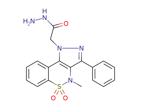 Molecular Structure of 1499151-89-1 (2-(4-methyl-5,5-dioxido-3-phenylbenzo[e]pyrazolo[4,3-c][1,2]thiazin-1(4H)-yl)acetohydrazide)