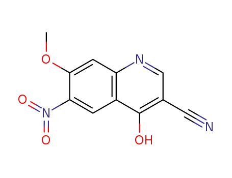 Molecular Structure of 492456-52-7 (3-Quinolinecarbonitrile, 4-hydroxy-7-methoxy-6-nitro-)