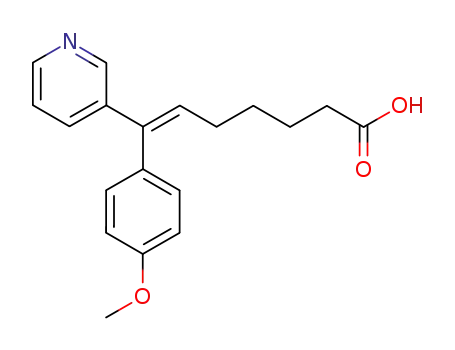 Molecular Structure of 89667-52-7 (6-Heptenoic acid, 7-(4-methoxyphenyl)-7-(3-pyridinyl)-, (E)-)