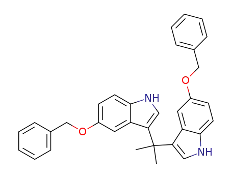 Molecular Structure of 96677-28-0 (5,5'-bis-benzyloxy-1<i>H</i>,1'<i>H</i>-3,3'-(1-methyl-ethane-1,1-diyl)-bis-indole)