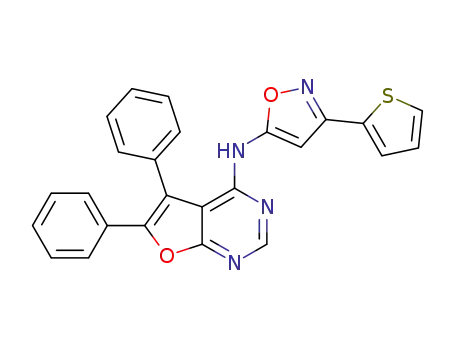 Molecular Structure of 1610549-05-7 (5,6-diphenyl-N-[3-(2-thienyl)isoxazol-5-yl]furo[2,3-d]pyrimidin-4-amine)