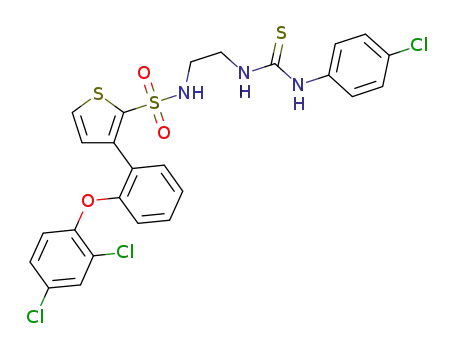 Molecular Structure of 1519043-06-1 (N-(2-(3-(4-chlorophenyl)carbamothioylamino)ethyl)-3-(2-(2,4-dichlorophenoxy)phenyl)thiophene-2-sulfonamide)