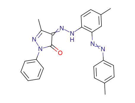 Molecular Structure of 1609350-31-3 (1-phenyl-3-methyl-4-[4-methyl-2-(4-methylphenylazophenyl)hydrazono]-5H-pyrazol-5-one)