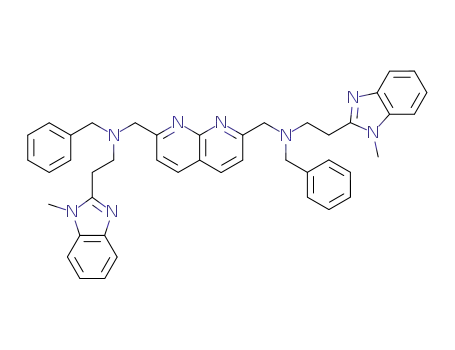 Molecular Structure of 313672-72-9 (2,7-bis{2-[2-(1-methyl)benzimidazolylethyl]-N-benzyl-aminomethyl}-1,8-naphthyridine)