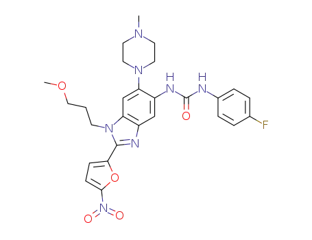 1-(4-fluorophenyl)-3-(1-(3-methoxypropyl)-6-(4-methylpiperazin-1-yl)-2-(5-nitrofuran-2-yl)-1H-benzo[d]imidazol-5-yl)urea