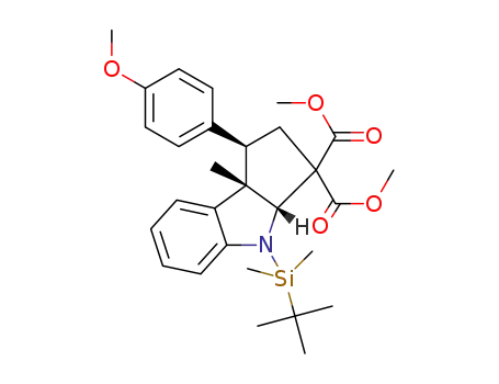Molecular Structure of 1432791-32-6 ((1R,3aR,8bS)-dimethyl 4-(tert-butyldimethylsilyl)-1-(4-methoxy phenyl)-8b-methyl-1,3a,4,8b-tetrahydro cyclopenta[b]indole-3,3(2H)-dicarboxylate)