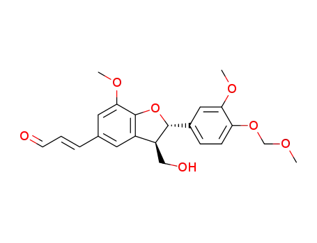 Molecular Structure of 118799-85-2 ((E)-3-[(2R*,3S*)-2,3-dihydro-3-hydroxymethyl-7-methoxy-2-(3-methoxy-4-methoxymethoxyphenyl)-1-benzofuran-5-yl]-2-propenal)