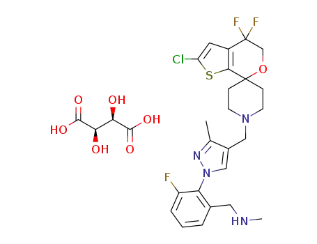 [2-[4-[(2-chloro-4,4-difluoro-4,5-dihydrospiro[5H-thieno[2,3-c]pyran-7,4'-piperidine]-1'-yl)methyl]-3-methylpyrazol-1-yl]-3-fluorophenyl]-N-methylmethanamine (L)-tartrate
