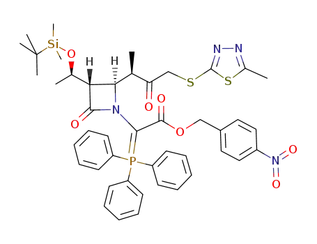{(2R,3S)-3-[(R)-1-(tert-Butyl-dimethyl-silanyloxy)-ethyl]-2-[(R)-1-methyl-3-(5-methyl-[1,3,4]thiadiazol-2-ylsulfanyl)-2-oxo-propyl]-4-oxo-azetidin-1-yl}-(triphenyl-λ<sup>5</sup>-phosphanylidene)-acetic acid 4-nitro-benzyl ester