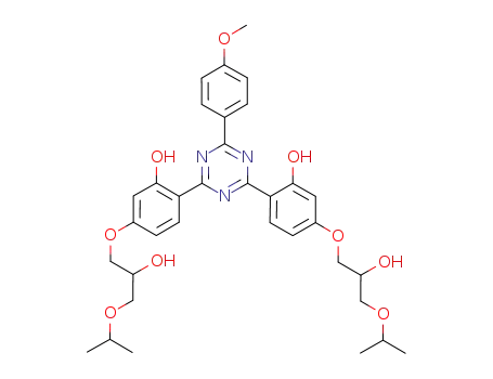 Molecular Structure of 191419-26-8 (2,4-bis{[4-(3-(2-propyloxy)-2-hydroxypropyloxy)-2-hydroxyphenyl]}-6-(4-methoxyphenyl)-1,3,5-triazine)