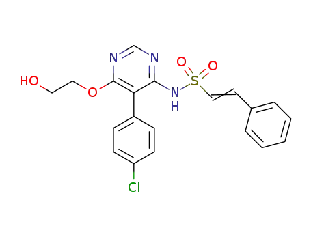 Molecular Structure of 394205-03-9 (Ethenesulfonamide,
N-[5-(4-chlorophenyl)-6-(2-hydroxyethoxy)-4-pyrimidinyl]-2-phenyl-)