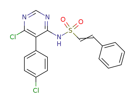Molecular Structure of 394205-05-1 (Ethenesulfonamide,
N-[6-chloro-5-(4-chlorophenyl)-4-pyrimidinyl]-2-phenyl-)