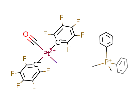 [P(C<sub>6</sub>H<sub>5</sub>)2(CH<sub>3</sub>)2]<sup>(1+)</sup>*[Pt(C<sub>6</sub>F<sub>5</sub>)2I(CO)]<sup>(1-)</sup>=[P(C<sub>6</sub>H<sub>5</sub>)2(CH<sub>3</sub>)2][Pt(C<sub>6</sub>F<sub>5</sub>)2I(CO)]
