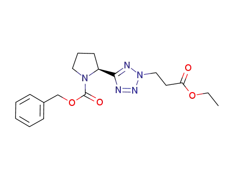 3-[5-(1-benzyloxycarbonyl-(2S)-pyrrolidinyl)-2H-tetrazol-2-yl]propionic acid ethyl ester