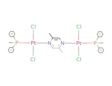 Molecular Structure of 118515-90-5 (trans-{PtCl<sub>2</sub>(diphenylmethylphosphine)}2(2,5-dimethylpyrazine))