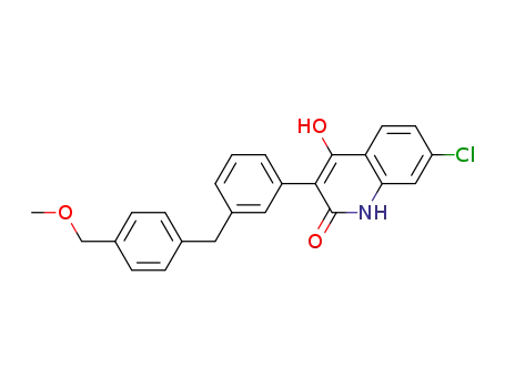 Molecular Structure of 142326-76-9 (2(1H)-Quinolinone,
7-chloro-4-hydroxy-3-[3-[[4-(methoxymethyl)phenyl]methyl]phenyl]-)