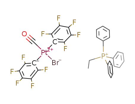 [P(C<sub>6</sub>H<sub>5</sub>)3C<sub>2</sub>H<sub>5</sub>]<sup>(1+)</sup>*[Pt(C<sub>6</sub>F<sub>5</sub>)2Br(CO)]<sup>(1-)</sup>=[P(C<sub>6</sub>H<sub>5</sub>)3C<sub>2</sub>H<sub>5</sub>][Pt(C<sub>6</sub>F<sub>5</sub>)2Br(CO)]