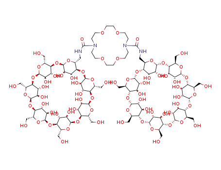 Molecular Structure of 1182838-48-7 (1,10-N,N'-bis-[cyclomaltoheptaosyl-6A-deoxy-6A-ureido]-4,7,13,16-tetraoxa-1,10-diazacyclooctadecane)