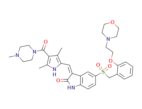 3-[1-[3,5-Dimethyl-4-(4-methyl-piperazine-1-carbonyl)-1H-pyrrol-2-yl]-meth-(Z)-ylidene]-5-[2-(2-morpholin-4-yl-ethoxy)-phenylmethanesulfonyl]-1,3-dihydro-indol-2-one