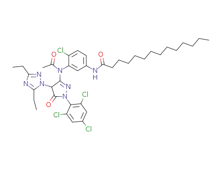 Tetradecanamide,
N-[3-[acetyl[4-(3,5-diethyl-1H-1,2,4-triazol-1-yl)-4,5-dihydro-5-oxo-1-(2,
4,6-trichlorophenyl)-1H-pyrazol-3-yl]amino]-4-chlorophenyl]-
