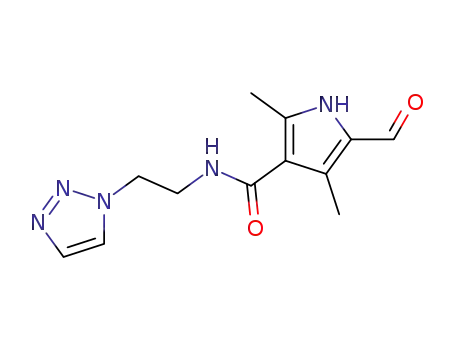 Molecular Structure of 442563-18-0 (1H-Pyrrole-3-carboxamide,
5-formyl-2,4-dimethyl-N-[2-(1H-1,2,3-triazol-1-yl)ethyl]-)