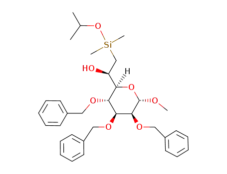 (R)-2-(Isopropoxy-dimethyl-silanyl)-1-((2R,3S,4S,5S,6S)-3,4,5-tris-benzyloxy-6-methoxy-tetrahydro-pyran-2-yl)-ethanol