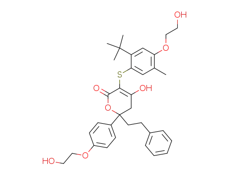 5-[2-tert-butyl-4-(2-hydroxyethoxy)-5-methyl-phenyl]sulfanyl-6-hydroxy-2-[4-(2-hydroxyethoxy)phenyl]-2-phenethyl-3H-pyran-4-one