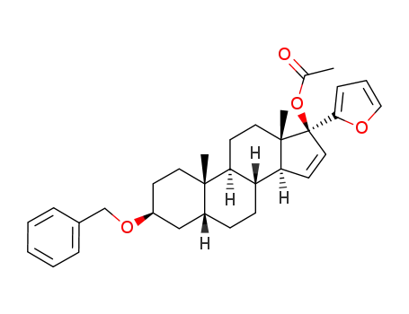 Acetic acid (3S,5R,8R,9S,10S,13S,14S,17S)-3-benzyloxy-17-furan-2-yl-10,13-dimethyl-2,3,4,5,6,7,8,9,10,11,12,13,14,17-tetradecahydro-1H-cyclopenta[a]phenanthren-17-yl ester