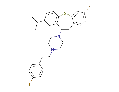 Molecular Structure of 70931-34-9 (1-(3-fluoro-8-isopropyl-10,11-dihydrodibenzo[b,f]thiepin-10-yl)-4-[2-(4-fluorophenyl)ethyl]piperazine)