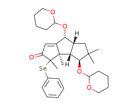 (3aR,3bS,4S,6aR,7R)-3,3a,5,5-Tetramethyl-3-phenylselanyl-4,7-bis-(tetrahydro-pyran-2-yloxy)-3,3a,3b,4,5,6,6a,7-octahydro-cyclopenta[a]pentalen-2-one