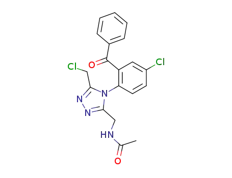 Molecular Structure of 64194-92-9 (Acetamide,
N-[[4-(2-benzoyl-4-chlorophenyl)-5-(chloromethyl)-4H-1,2,4-triazol-3-yl]
methyl]-)