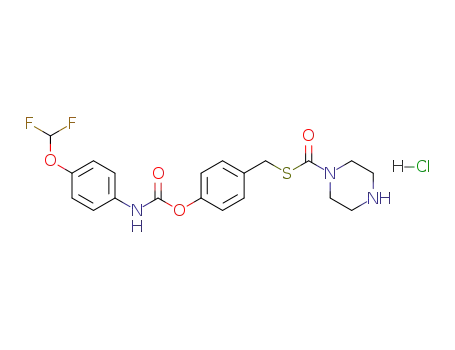 Molecular Structure of 438047-45-1 (S-4-[[(4-Difluoromethoxyphenyl)amino]carbonyl]oxybenzylpiperazine-1-thiocarboxylate hydrochloride)