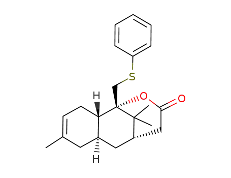 Molecular Structure of 119371-64-1 ((1S,3S,4aS,8aS)-1-hydroxy-1-phenylthiomethyl-2,2,6-trimethyl-1,2,3,4,4a,5,8,8a-octahydronaphthalene-3-ylacetic acid δ-lactone)