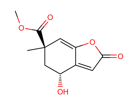 Molecular Structure of 84709-20-6 (rac-2,4,5,6-Tetrahydro-4β*-hydroxy-2-oxo-6β*-methyl-6-benzofurancarboxylic acid methyl ester)