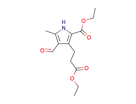 Molecular Structure of 58950-57-5 (1H-Pyrrole-3-propanoic acid, 2-(ethoxycarbonyl)-4-formyl-5-methyl-,
ethyl ester)