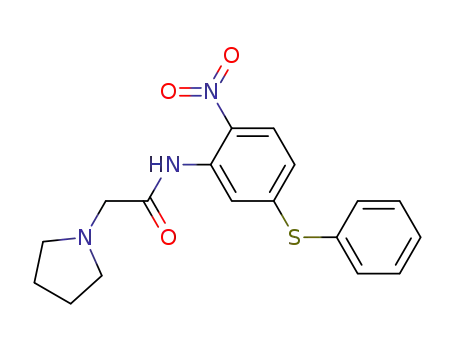 Molecular Structure of 60854-35-5 (1-Pyrrolidineacetamide, N-[2-nitro-5-(phenylthio)phenyl]-)